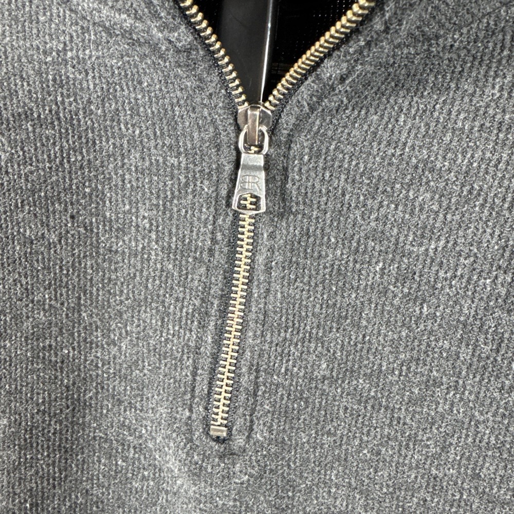 Banana Republic Men's Waffle Quarter Zip Pullover Dark Gray Small - Picture 2 of 7
